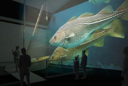Eine Visualisierung zeigt Fisch in einem Aquarium.